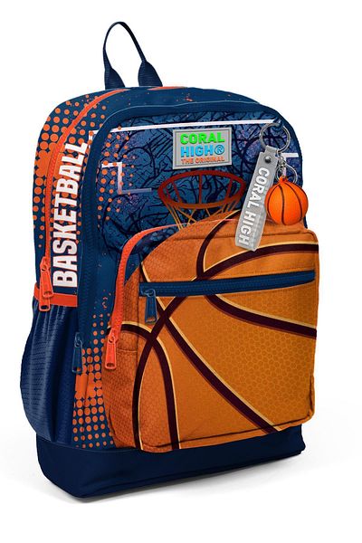 Coral High Orange Navy Basketball School Bag - 23766