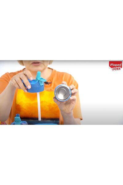 Maped Picnic 580ml Steel Flask Blue with Smiling Face Figure3154148713036