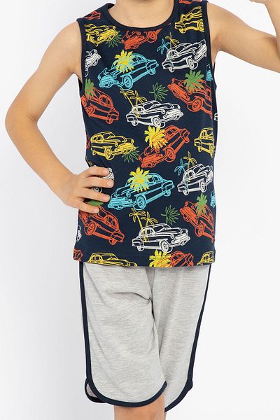 ROLY POLY Rolypoly Enjoy Summer - Boy Navy Blue Sleeveless Bermuda Suit
