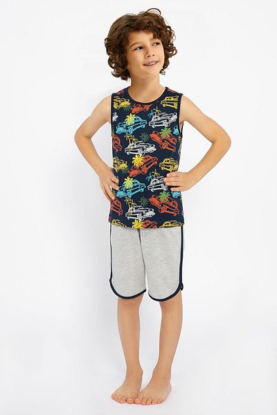 ROLY POLY Rolypoly Enjoy Summer - Boy Navy Blue Sleeveless Bermuda Suit