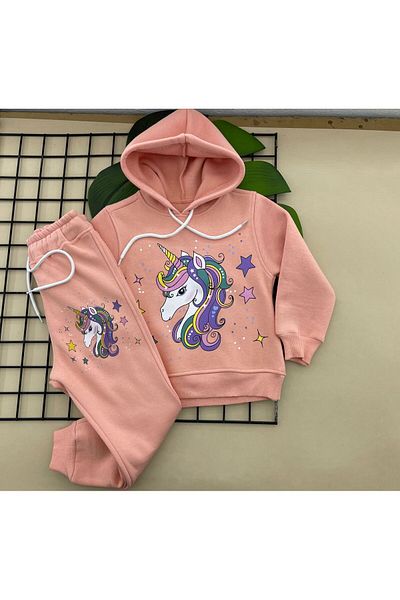 ÖRZİKİDS Set de trening pentru copii tricotat cu model unicorn - Capison, raster, imprimare digitală cu tampon, 6/10 ani
