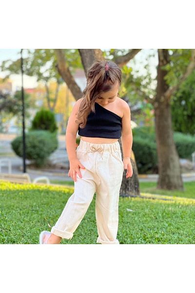 Süslüm Kids Linen Crop Set - Pants and Top Set