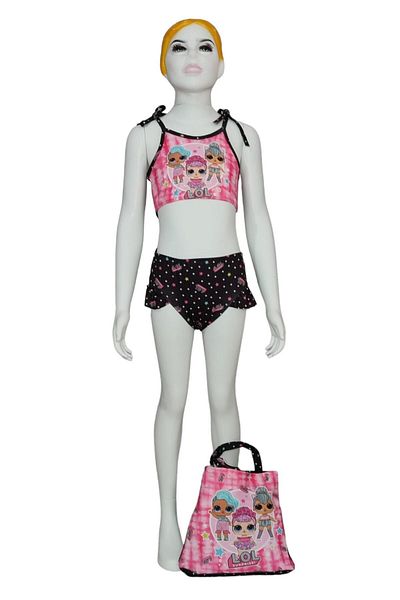 uz shop Lol Patterned 3 Piece Bikini with Bag Accessories