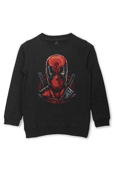 so cool Детски черен суитшърт с принт на Marvel Deadpool, Спайдърмен, Хълк и Железния човек