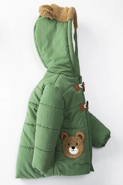 ModaCity New Season Cute Bear Figure Zipper & Shepherd's Button Bear Ear Detailed Hooded Winter Coat