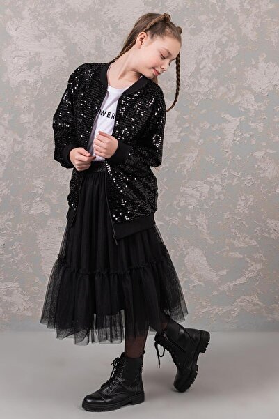 DMB KİDS تنورة توتو للفتيات باللون الأسود Dmb