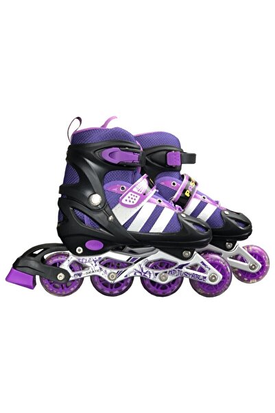 Pasifik Lighted Double Row Adjustable 4-Wheel Practice Children's Skates - Purple.