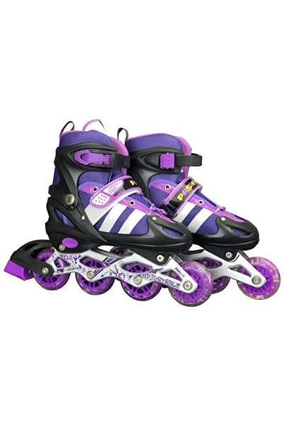 Pasifik Lighted Double Row Adjustable 4-Wheel Practice Children's Skates - Purple.