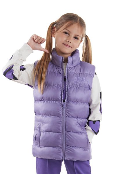 AHENGİM Girl's Embroidered Puffer Vest - Hoodless, Trendy Ak 216869
