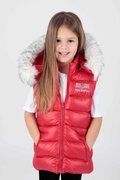 AHENGİM Trendige, pelzige, aufblasbare Weste mit Kapuze für Mädchen – Ak 215657