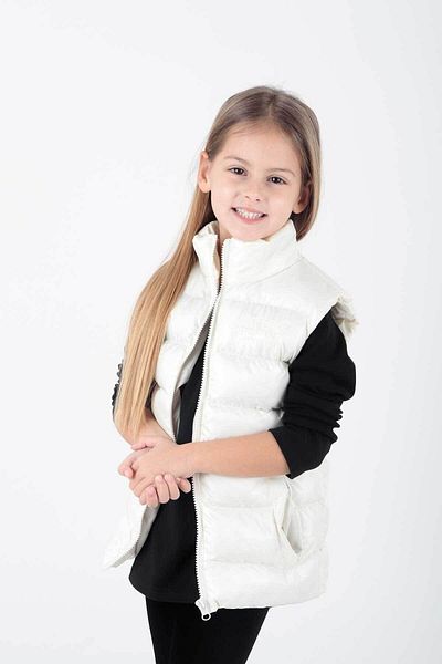 AHENGİM Girl's Embroidered Puffer Vest - Hoodless, Trendy Ak 216869