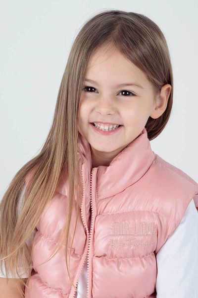 AHENGİM Girl's Embroidered Puffer Vest - Hoodless, Trendy Ak 216869