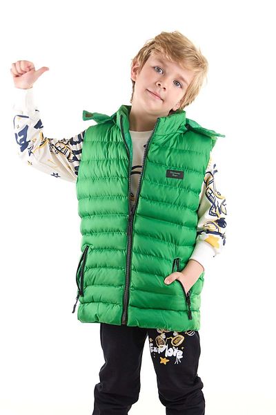 AHENGİM Boy's Hooded Puffer Vest - Fashion Trend Ak 215051
