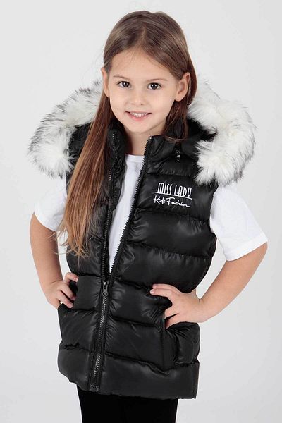 AHENGİM Trendige, pelzige, aufblasbare Weste mit Kapuze für Mädchen – Ak 215657