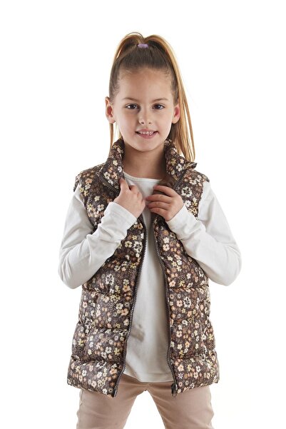 AHENGİM Dětská dívčí trendy nafukovací vesta bez kapuce s květinovým potiskem 217071