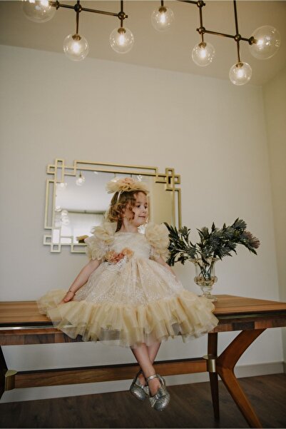 MIALORA EXCLUSİVE By Emel Ebru Özdemir Special Design Girl's Evening Dress with Crown Accessory Graduation Dress