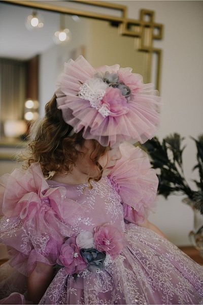 MIALORA EXCLUSİVE By Emel Ebru Özdemir Special Design Girl's Evening Dress, Graduation Dress with Crown Accessory, Princess Dress