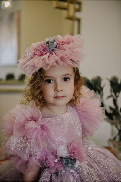 MIALORA EXCLUSİVE By Emel Ebru Özdemir Special Design Girl's Evening Dress, Graduation Dress with Crown Accessory, Princess Dress