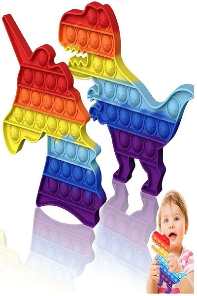 DEEMBRO Popit Toy - Unicorn and Dinosaur Bubble Push Fidget, Mental and Sensory Stress Set of 2