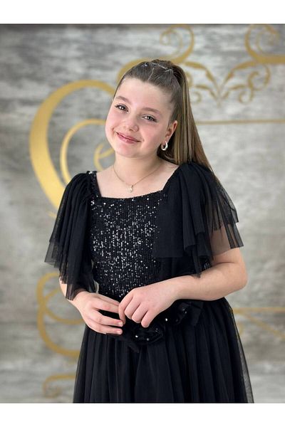 defada 10/14 Years Girl Sequined Tulle Waiter Evening Dress