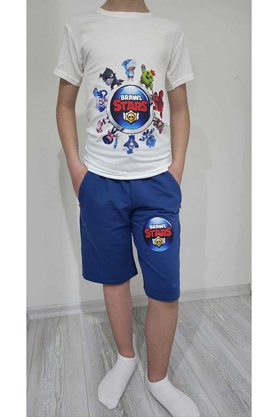 LİN GRUP Brawl Stars Children's Cotton Bottom-Top Set T-Shirt and Shorts