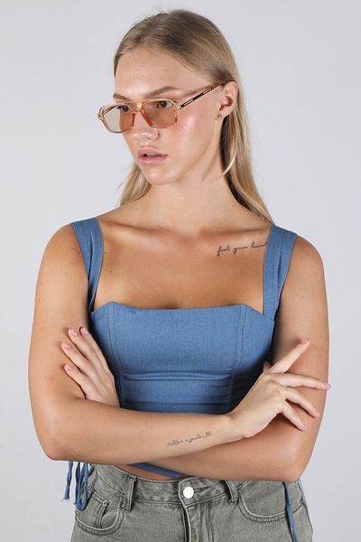 Eagle Eyes Nude Frame Nude Glass Rectangle Women's Sunglasses
