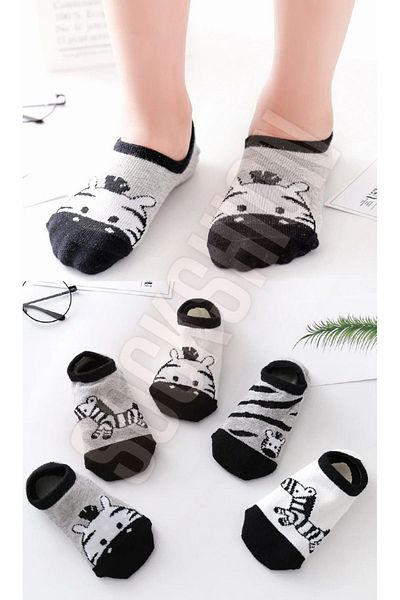 SOCKSHION Sada 5 farebných detských ponožiek do topánok so vzorom Zebra
