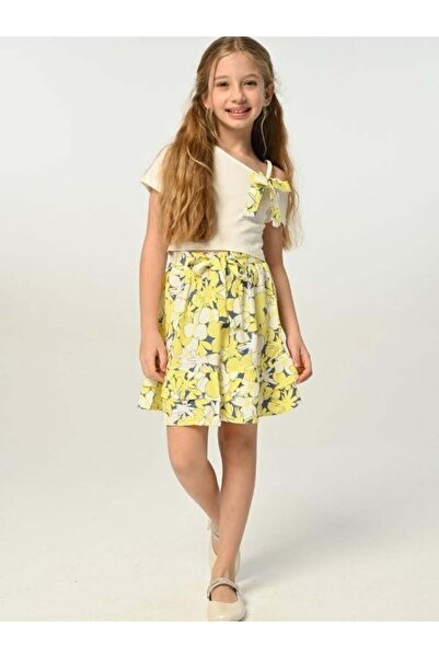Zekids One-Shoulder Flower Patterned Girl's Set