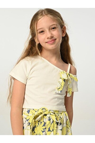 Zekids One-Shoulder Flower Patterned Girl's Set