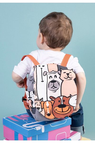 m montefair Casual Dog Face Backpack for Children 0-4 Years - 22X20X13