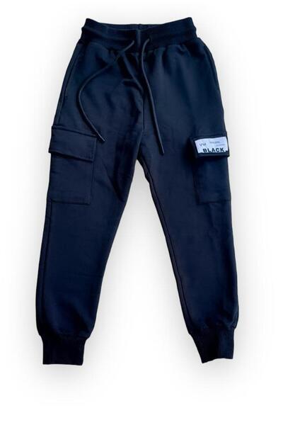 Zekids Детски панталони с ластик в талията и надпис Black