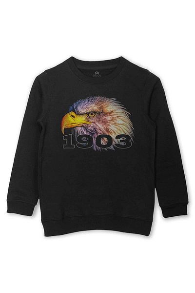 so cool Детски суитшърт с щампа „Орел“ от Black Eagle - Черен