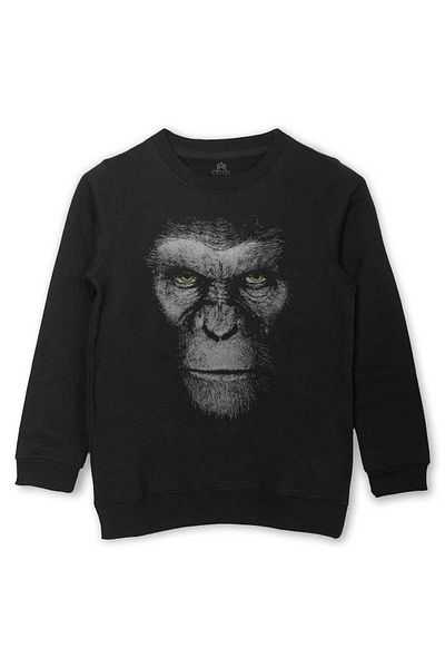so cool Детски суитшърт с принт на маймуни Caesar War Planet Apes - черен