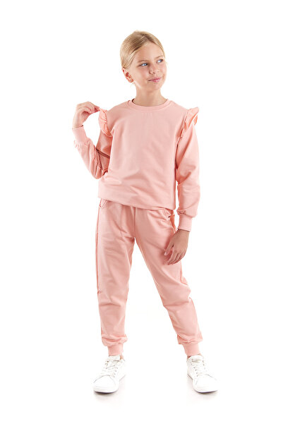 AHENGİM Κοριτσίστικο σετ αθλητικής φόρμας Cotton Trend - Frill Detailed Ak2515