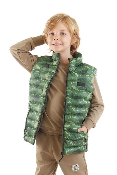 AHENGİM Boy's Dino Printed Trend Vest - Ak 216061
