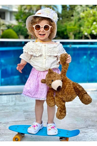 Petityu 3-8 Years Old Cool Children's Sunglasses 400 UV Protection - Pink Round