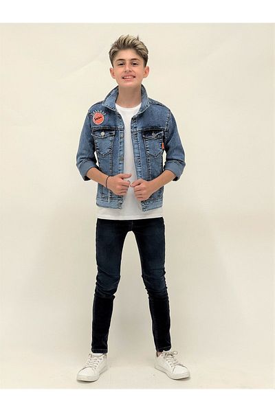 AHENGİM Jachetă de blugi pentru colegiu pentru băieți, ocazional, la modă Ak 22366123