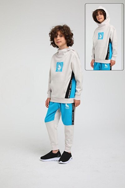 Jack Lions Момчешки памучен трикотажен костюм с качулка и джобове