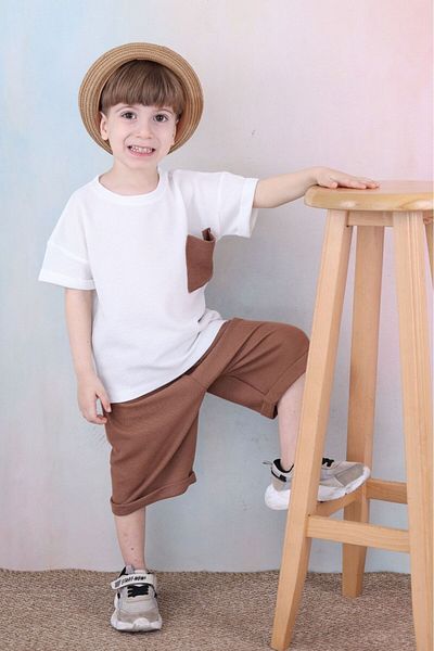 tunays shopping Set pantaloni scurți pentru băieți - țesătură Waffle oversize