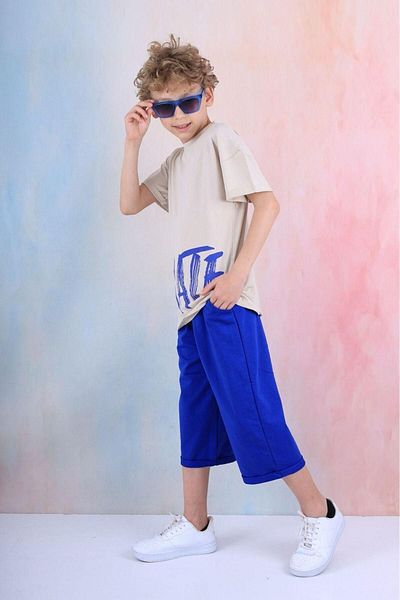 tunays shopping Boy's Oversize T-Shirt - Skate Printed, Capri 100% Cotton Set