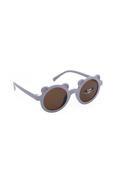 machupıcchu Scandinavian Teddy Bear Model Baby-Child Sunglasses Uva400 Protected Gray Frame Brown Glass