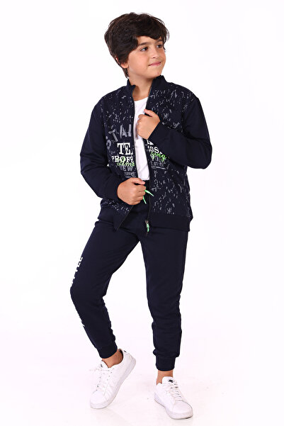 Toontoy Boy's Turtleneck Printed Tracksuit Set