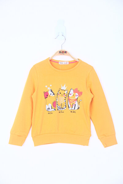 Toontoy Girl's Three Cat Printed T-Shirt