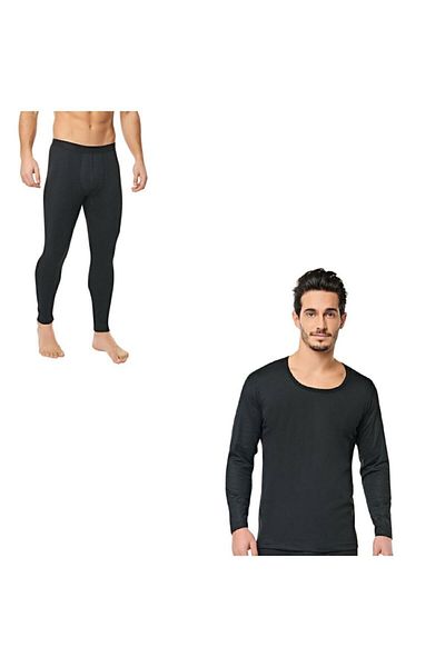 Tutku Ανδρικό Σετ Μαύρο Thermal Bottom Top