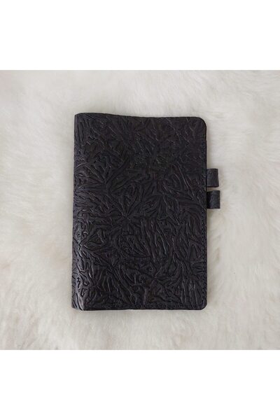 BÖRKHANE Lacivert Etnik Deri A5 Defter Kılıfı