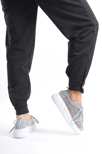 Moda Değirmeni Grey Lace Women's Lace Sneaker Bg1067-101-0001