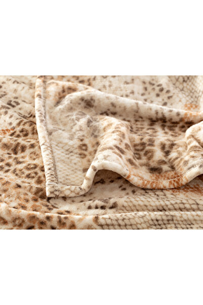 Madame Coco HOME Madame Coco Lenora Wellsoft Baskılı Çift Kişilik Battaniye - Bej/vizon