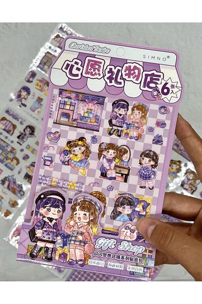 Kağıt Gemi Dükkan Cute Gift Shop Transparent Pet Purple Sticker Set / Decal / Waterproof / Bullet Journal
