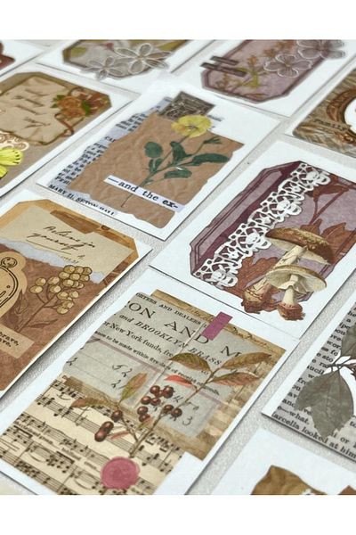 Kağıt Gemi Dükkan Vintage Butterfly Red 50 Sheets Notebook Sticker / Decal / Bullet Journal / Notebook Decoration