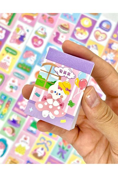 Kağıt Gemi Dükkan Cute Rabbit 50 Sheets Purple Notebook Sticker / Decal / Bullet Journal / Notebook Decoration / Scrapbook